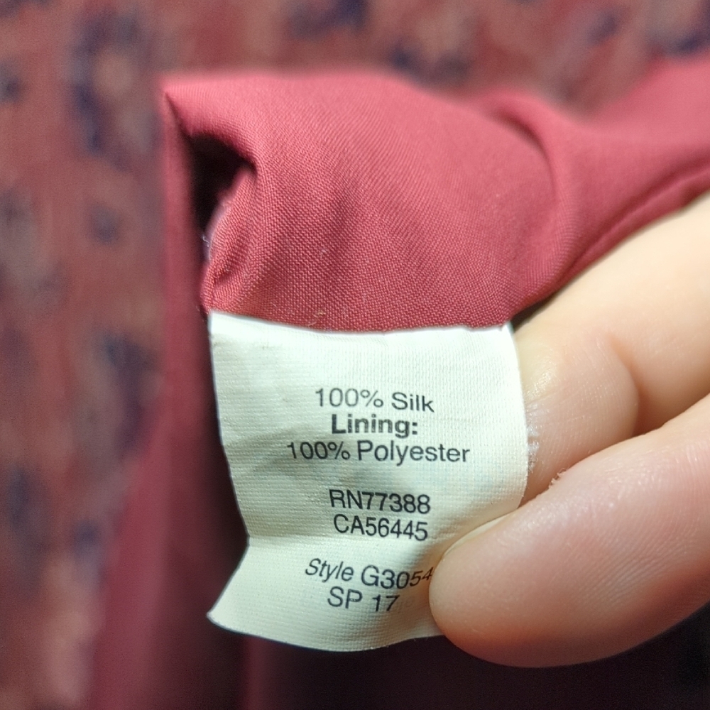 Madewell 100% Silk Babydoll Dress Red Blue Cream Assam Floral Women's Size S - Picture 6 of 7